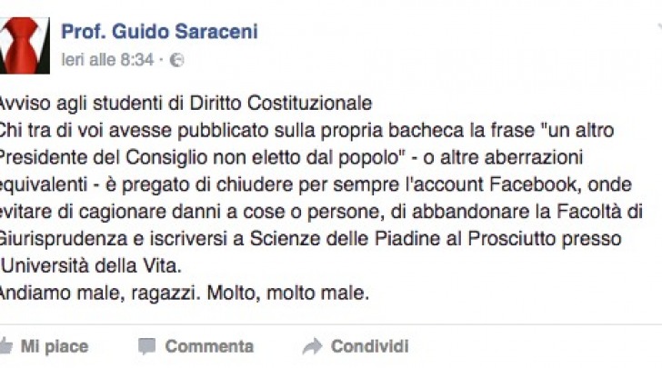 il post del Prof. Guido Saraceni