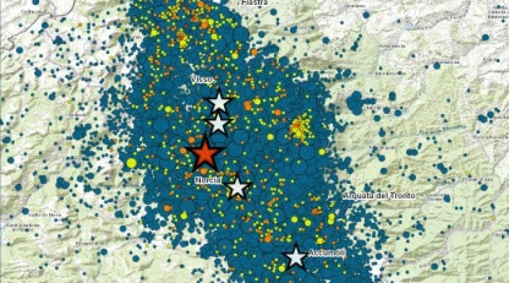 INGV: mappa sequenza sismica Italia Centrale dal 24 agosto