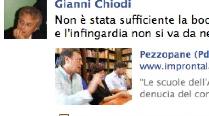 La pagina Facebook di Chiodi