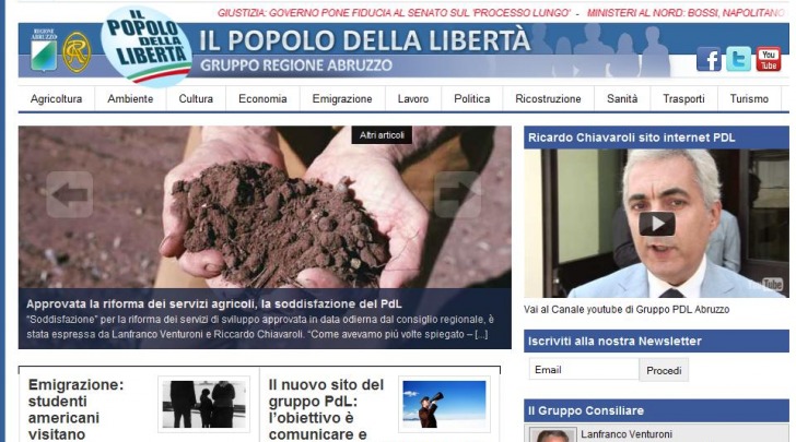 L'home page del sito del Pdl