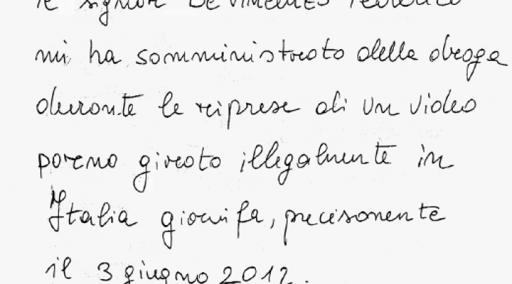 La lettera autografa di Sara Tommasi