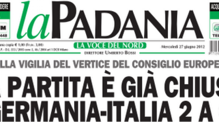 Prima pagina "La Padania"