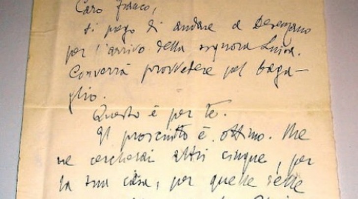 Una delle lettere ritrovate di Gabriele D'Annunzio