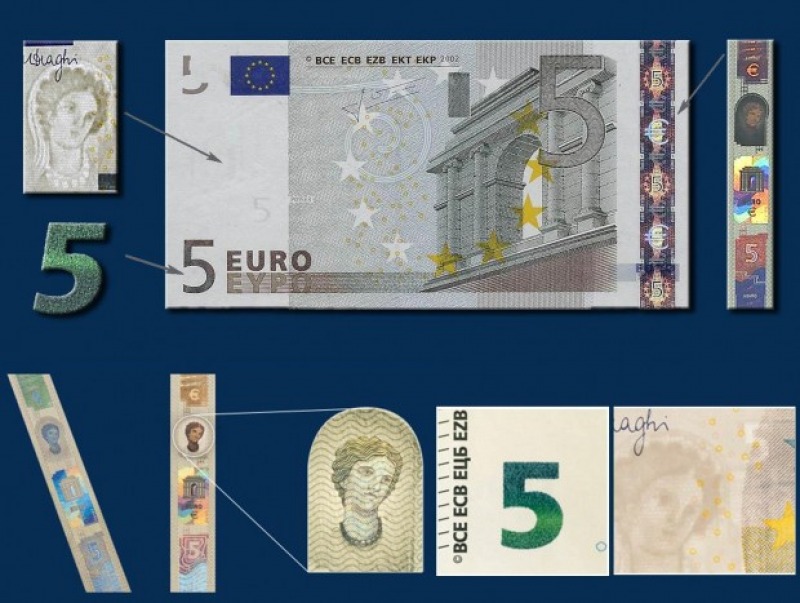 1 5 евро в рубли. Банкноты евро. 5 Евро купюра. Защита банкнот евро. 5 Евро банкноты евро.