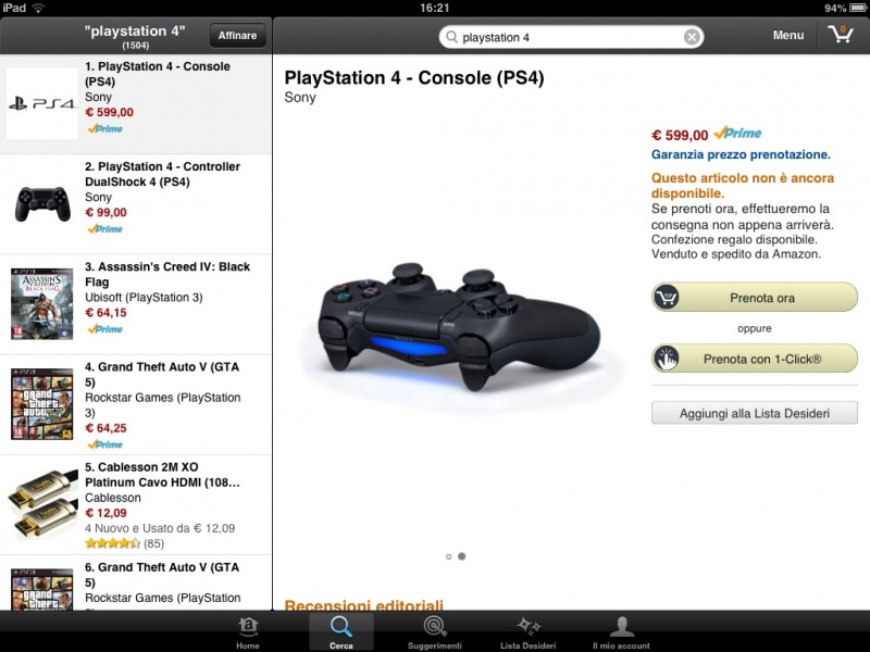 Playstation 4 inizia il preordine su Amazon Italia a soli 599€, ma
