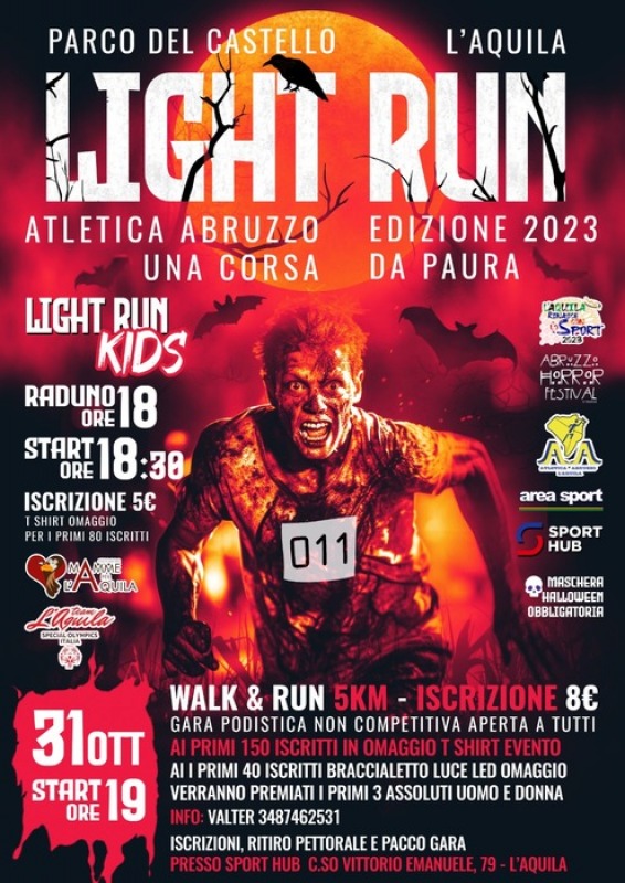 Torna a L'Aquila la Light Run, corsa notturna a Tema Halloween