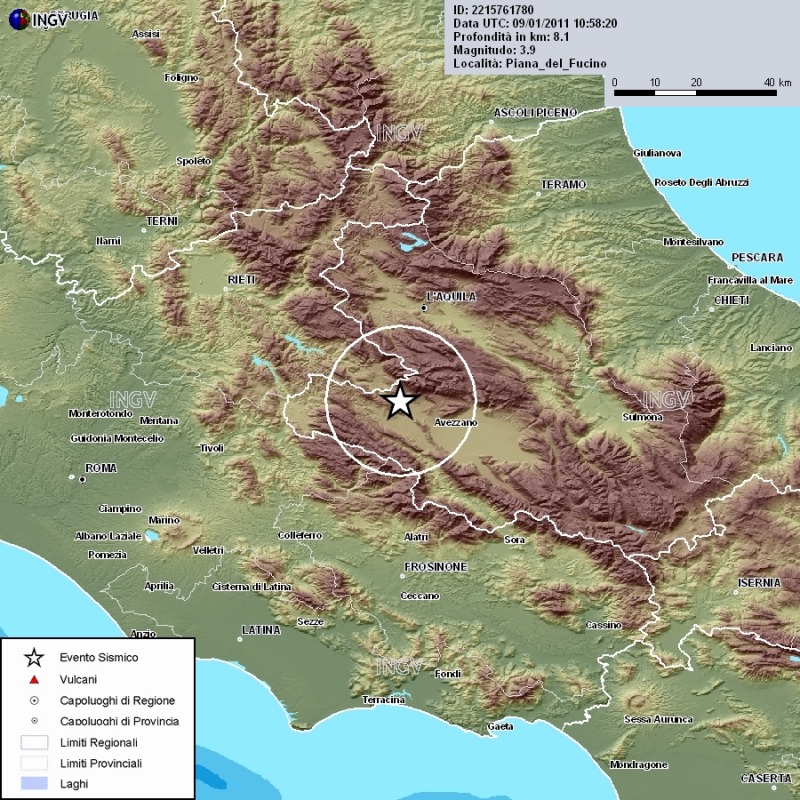 Terremoto, scossa magnitudo 3.9 nella Piana del Fucino Cronaca L