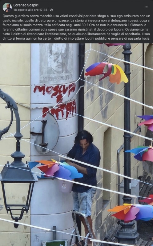 interviene il presidente ed esplode la polemica scritta antifascista minacce in piazza e protesta