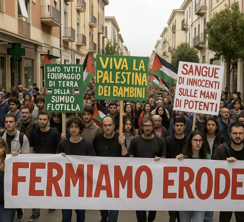 Corteo a Pescara per Gaza: studenti e sindacati contro guerra e silenzi