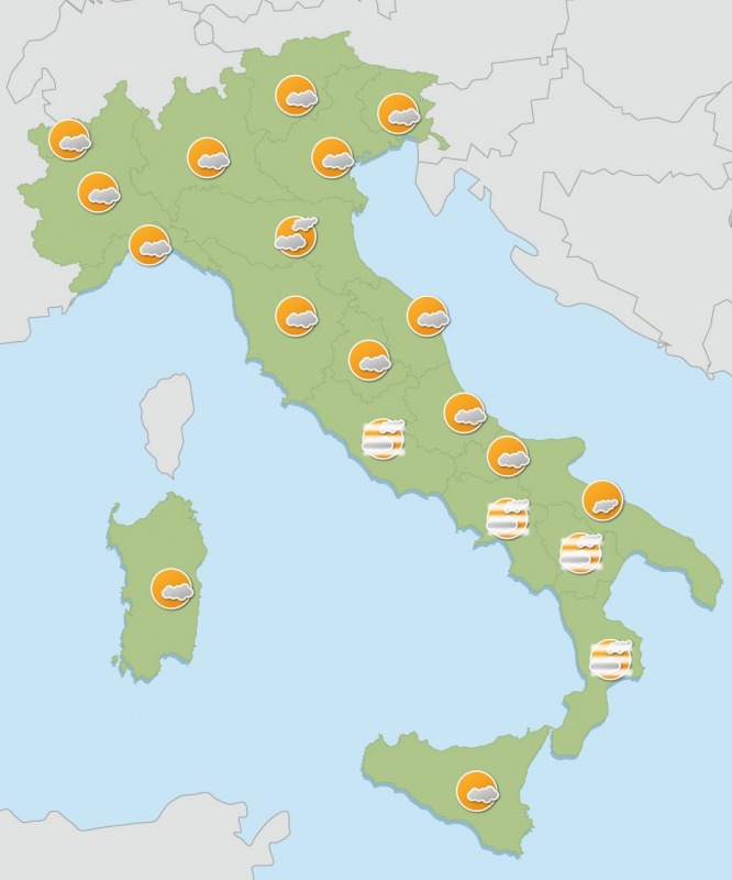weekend di sole e alta pressione ma con piogge locali su sardegna e sicilia