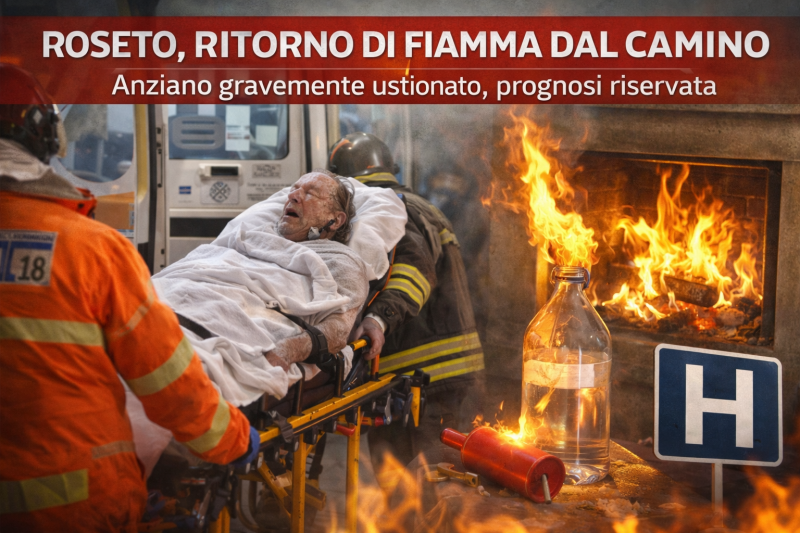 ritorno di fiamma dal camino anziano gravemente ustionato prognosi riservata
