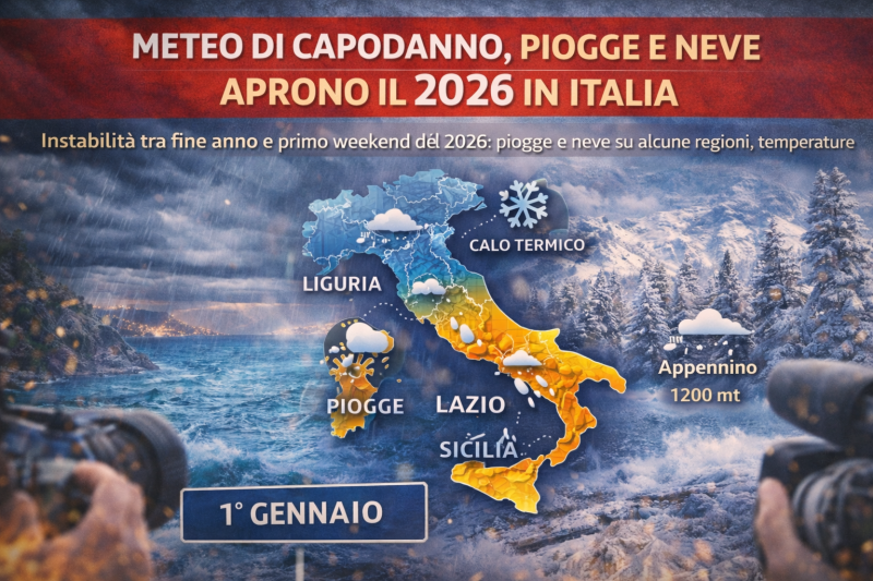 meteo di capodanno piogge e neve aprono il 2026 in italia