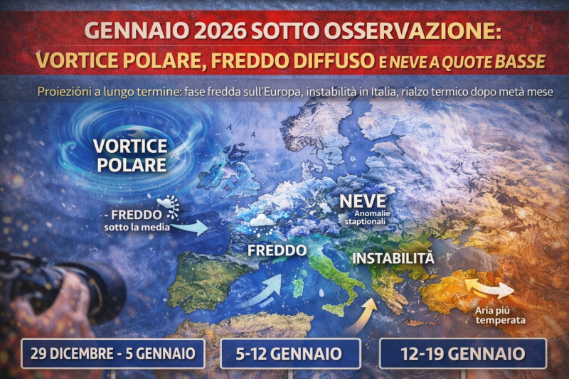 gennaio 2026 sotto osservazione vortice polare freddo diffuso e neve a quote basse