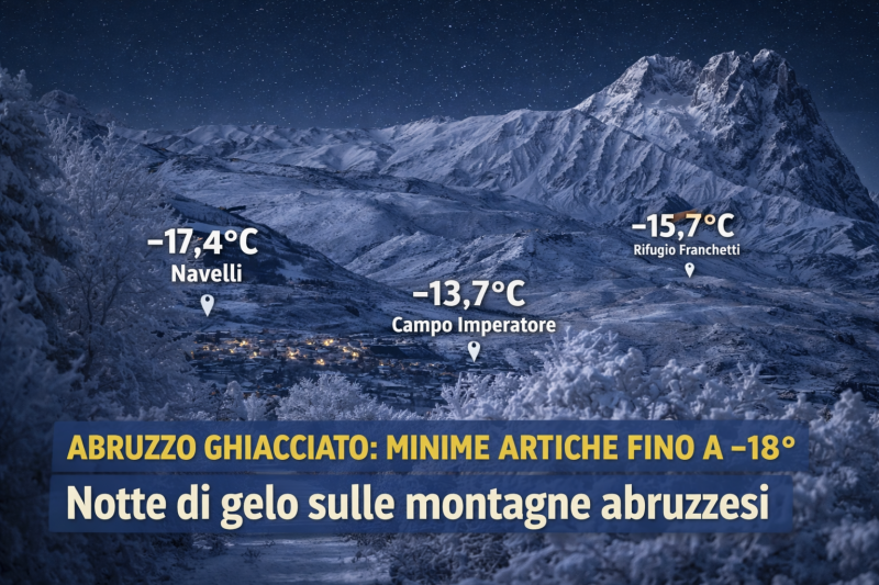 gelo record sulle montagne d8217abruzzo notte artica con punte sotto i meno diciotto