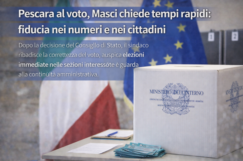 pescara al voto masci chiede tempi rapidi fiducia nei numeri e nei cittadini