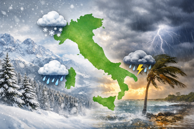 weekend instabile sull8217italia tornano piogge diffuse e neve sulle alpi