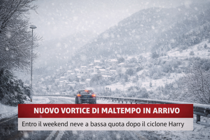 nuovo vortice dopo harry maltempo insistente e neve a bassa quota nel weekend