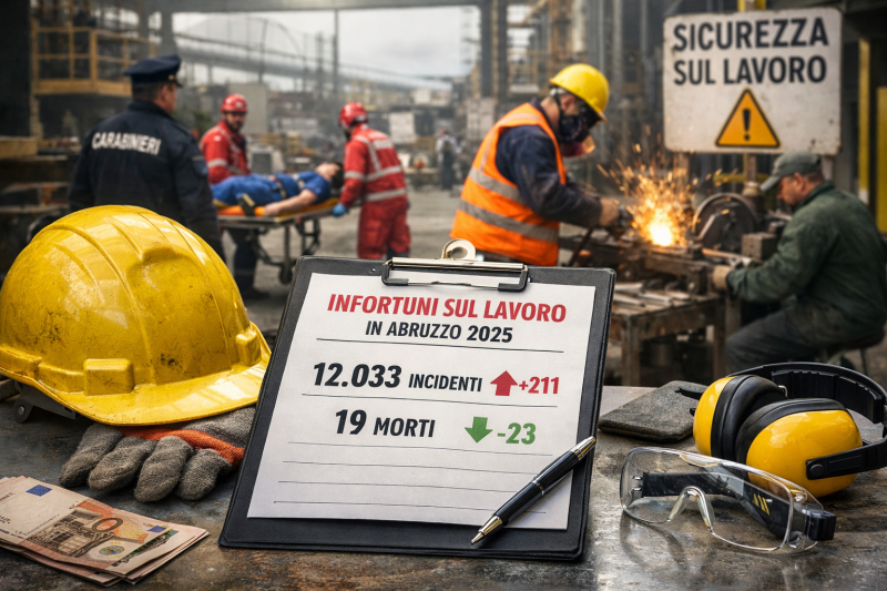 infortuni sul lavoro in aumento in abruzzo meno morti ma l8217allarme resta