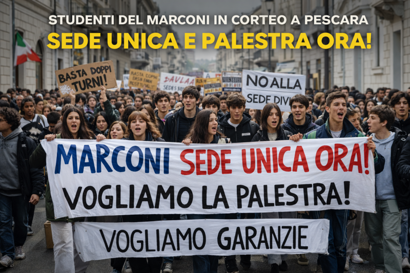 studenti in corteo a pescara marconi chiede sede unica e palestra subito