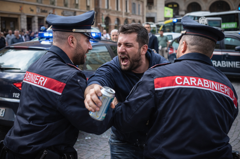 caos in centro minacce di morte ai carabinieri e arresto