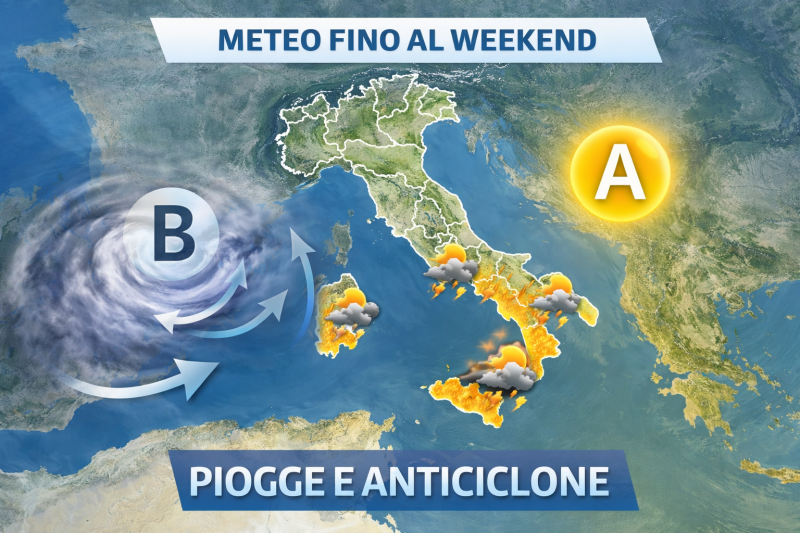 Anticiclone inganna l’Italia: vortice sul Mediterraneo porta piogge improvvise nel weekend