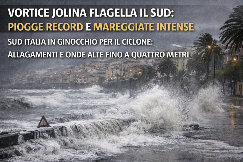 Vortice Jolina flagella il Sud: piogge record e mareggiate intense