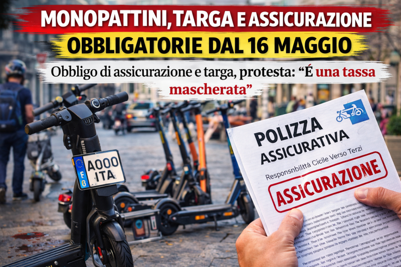 monopattini rivoluzione dal 16 maggio targa obbligatoria e assicurazione per tutti