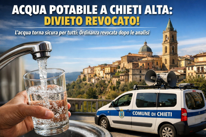 Acqua di nuovo potabile a Chieti alta: revocato il divieto dopo analisi Acqua di nuovo potabile a Chieti alta: revocato il divieto dopo analisi