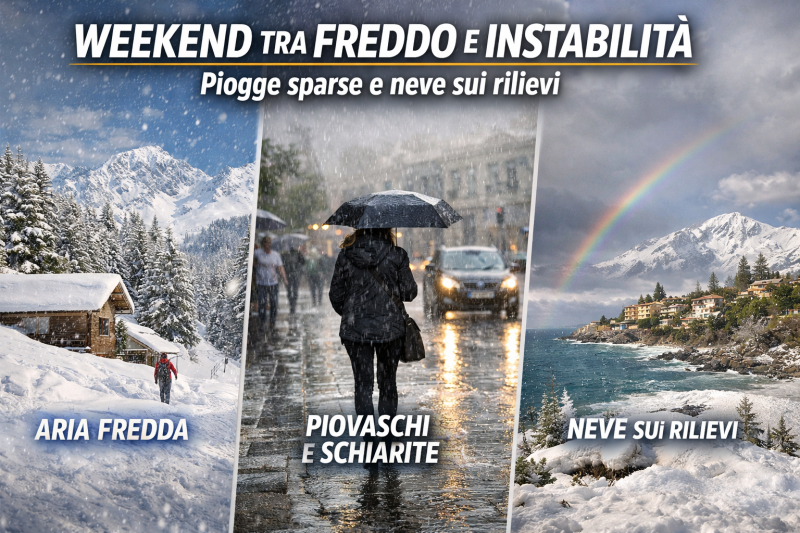 weekend meteo freddo e instabilit224 piogge sparse e neve sui rilievi