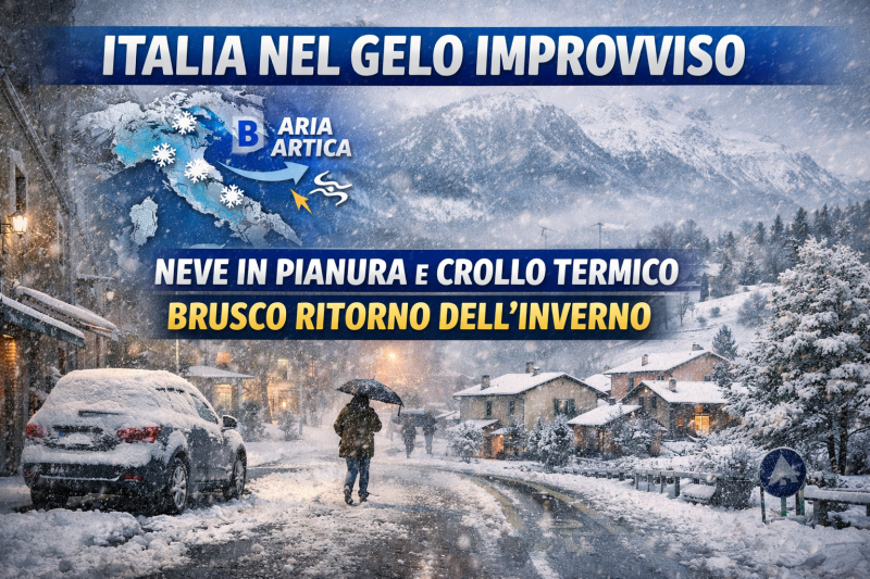 italia nel gelo improvviso neve in pianura e crollo delle temperature