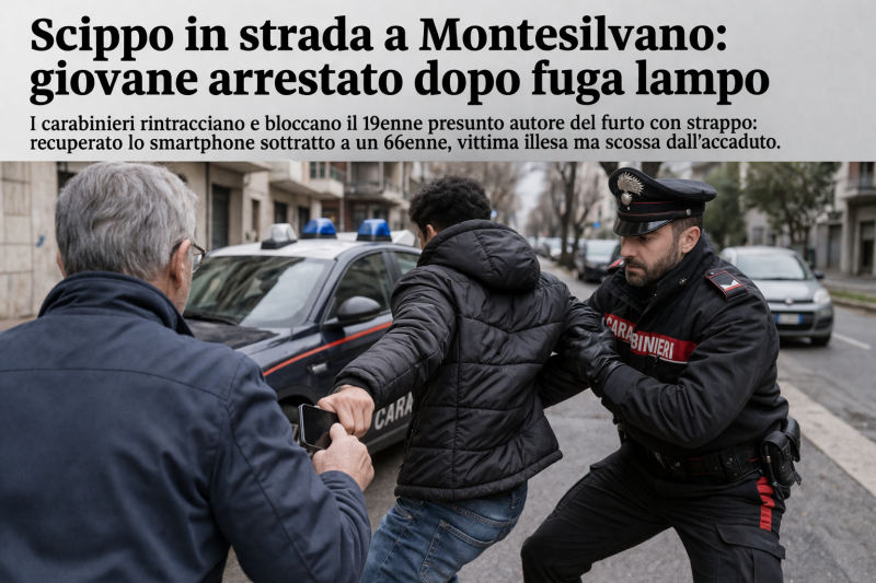 Scippo in strada a Montesilvano: giovane arrestato dopo fuga lampo