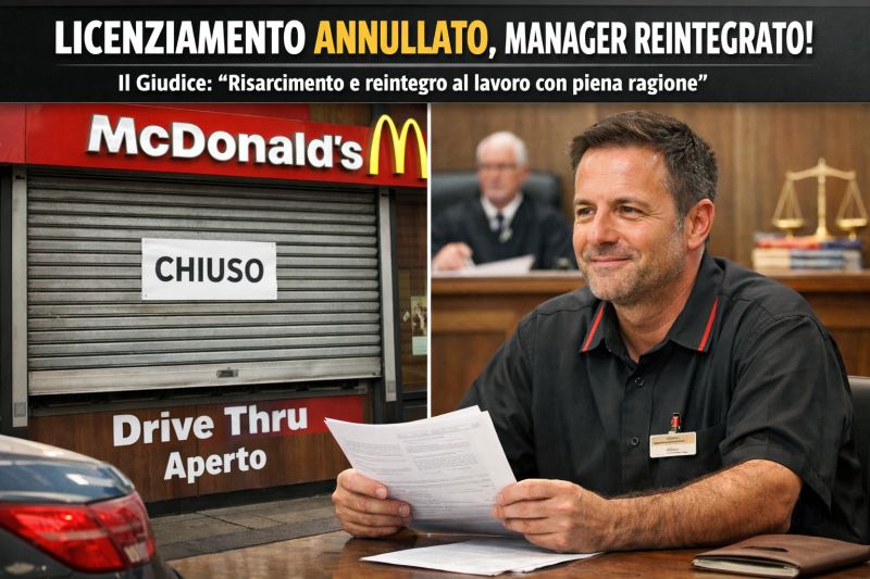 Chiude prima il McDonald’s: licenziato, ma il giudice ribalta tutto