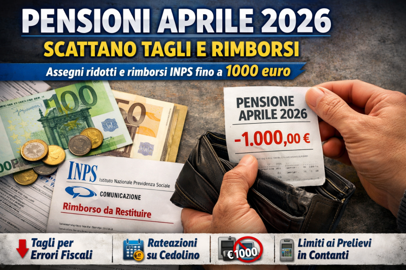 pensioni aprile 2026 pagamenti al via ma scattano tagli e rimborsi