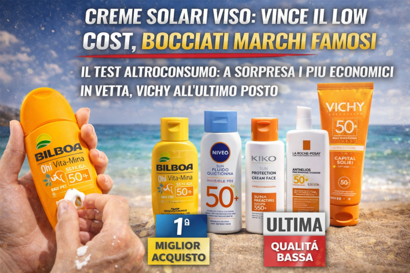 creme solari viso vince il low cost bocciati marchi famosi