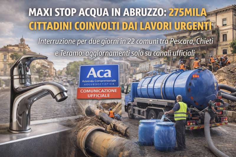maxi stop acqua in abruzzo 275mila cittadini coinvolti dai lavori urgenti