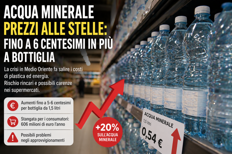 acqua minerale come carburante rincari shock e rischio scaffali vuoti presto