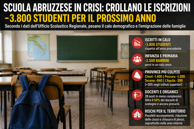 scuola in crisi crollano le iscrizioni l8217abruzzo perde migliaia di studenti