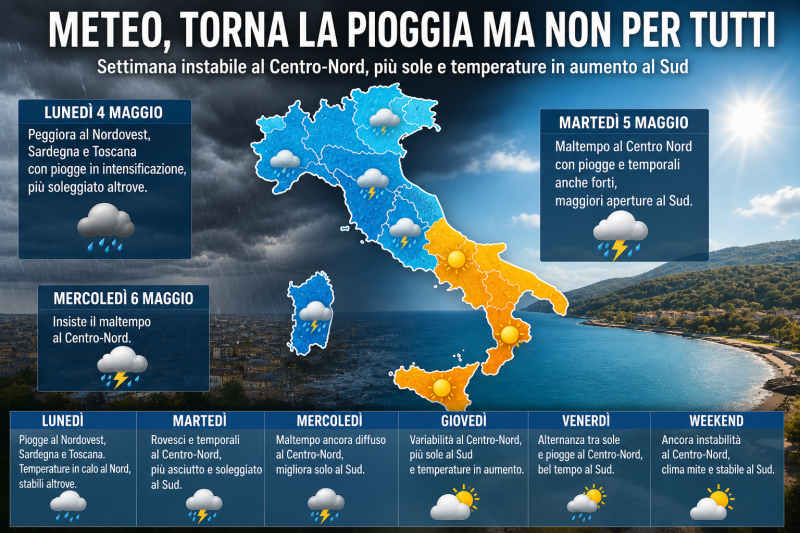 meteo shock piogge e temporali tornano ma l8217italia resta divisa