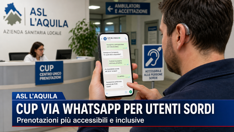 asl l8217aquila prenotazioni cup via whatsapp svolta per gli utenti sordi abruzzesi