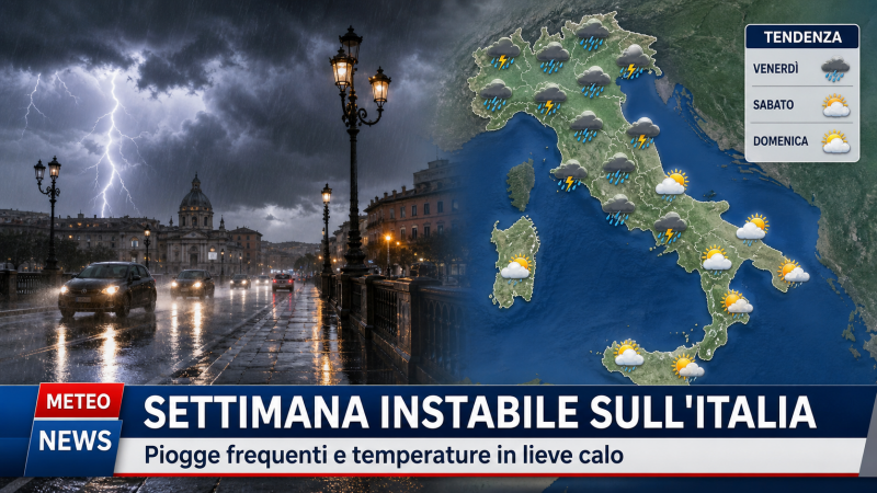 meteo settimana instabile sull8217italia arrivano piogge temporali e temperature in lieve calo