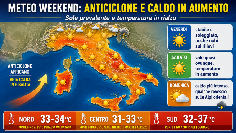 meteo weekend esplode l8217estate anticiclone e caldo fino a 37 gradi da Abruzzo24ore.tv meteo weekend esplode l8217estate anticiclone e caldo fino a 37 gradi
