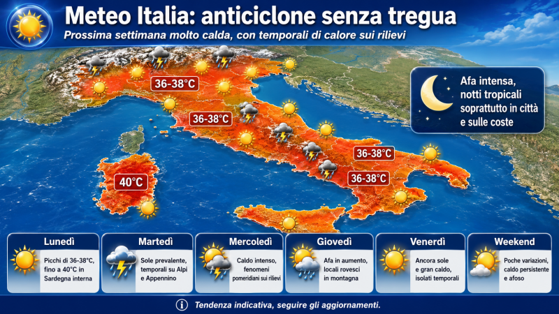 anticiclone africano senza tregua caldo estremo e temporali per tutta la settimana da Abruzzo24ore.tv anticiclone africano senza tregua caldo estremo e temporali per tutta la settimana