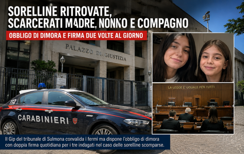 sorelline ritrovate scarcerati madre nonno e compagno cosa ha deciso il gip
