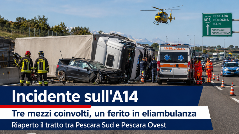 incidente sull8217a14 tre veicoli coinvolti ferito grave autostrada riaperta dopo lunghe ore