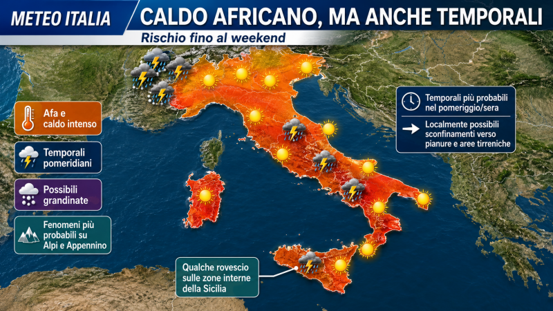 caldo africano senza tregua temporali improvvisi minacciano l8217italia durante il weekend intero