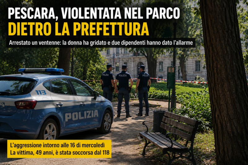 violenza nel parco accanto alla prefettura ventenne arrestato dalla polizia a pescara