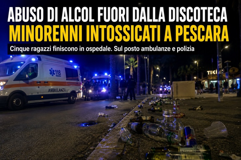 Notte di paura a Pescara: diversi minorenni finiscono in ospedale dopo abuso di alcol