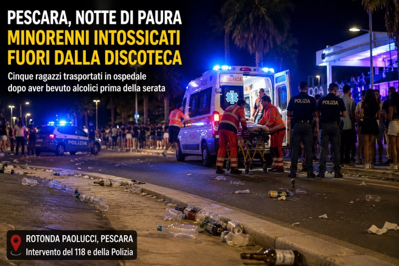 Notte di paura a Pescara: diversi minorenni in ospedale dopo un abuso di alcol