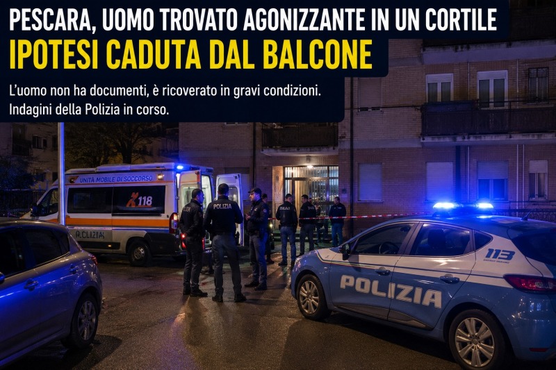 Giallo a Pescara, uomo trovato agonizzante: mistero sulla caduta dal balcone