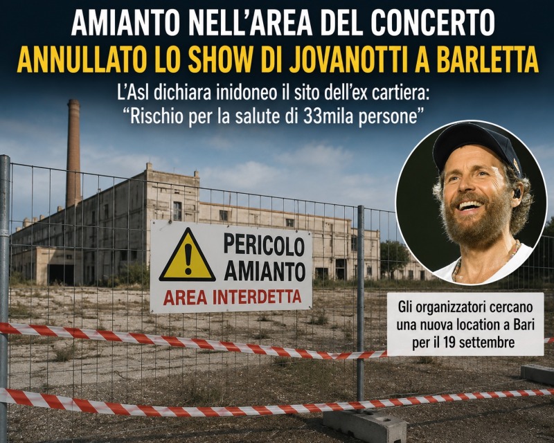 amianto nell8217area del concerto jovanotti fermato salta la tappa di barletta da Abruzzo24ore.tv amianto nell8217area del concerto jovanotti fermato salta la tappa di barletta